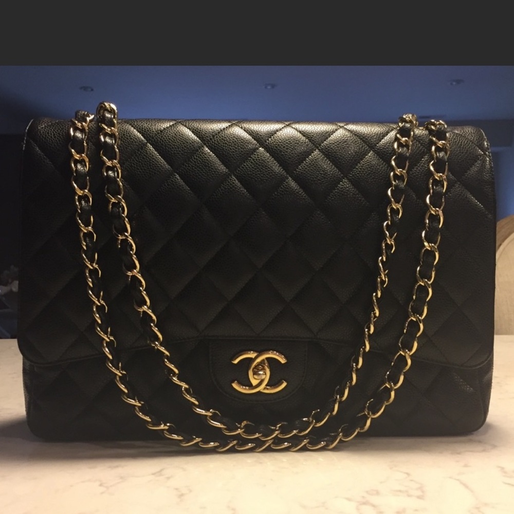 Authentic Chanel Caviar Maxi Double Flap bag